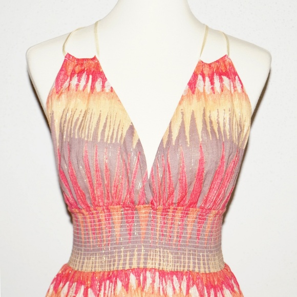 Free People Indian Summer Cotton Gold Lurex Dress - Picture 3 of 8